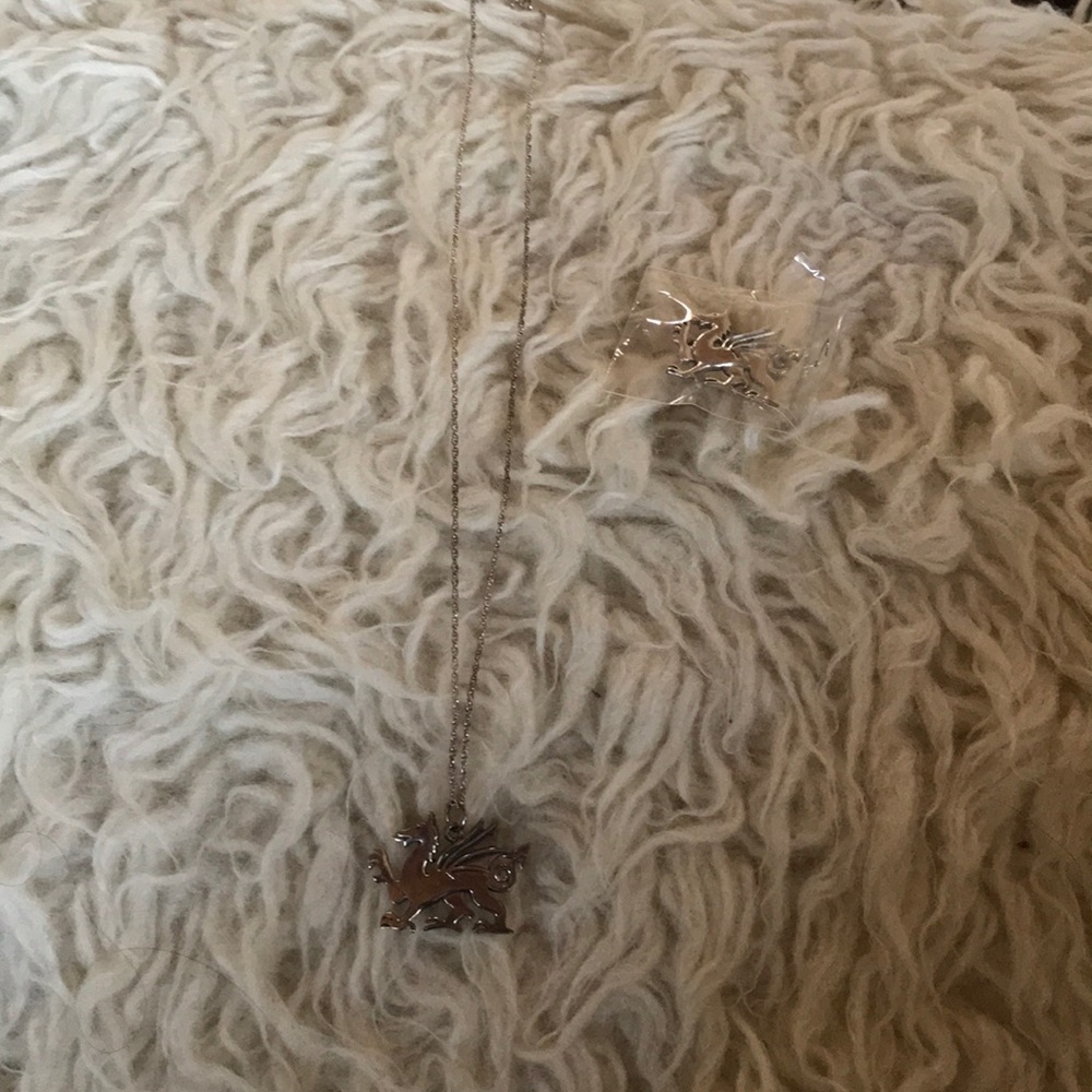 Sterling silver Welsh Dragon necklace pendant pin